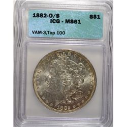1882 O/S MORGAN DOLLAR ICG MS 61