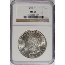 1889 MORGAN DOLLAR NGC MS65 GEM WHITE