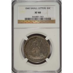 1840 SEATED LIBERTY HALF DOLLAR NGC XF 40