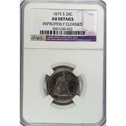 1875 S TWENTY CENT NGC AU