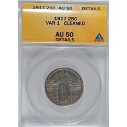 1917 T-1 STANDING LIBERTY QUARTER ANACS AU 50