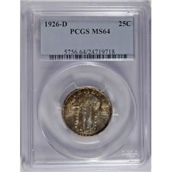 1926-D STANDING LIBERTY QUARTER PCGS MS64, SUPER, LOOKS BETTER!