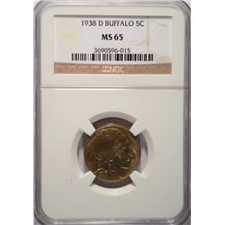 1938 D BUFFALO NICKEL NGC MS 65 NICE