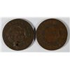Image 2 : 1832 LARGE CENT VG ( HAS HOLE ) & 1833 LARGE CENT, AG/GOOD