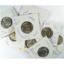 1883 N/C V nickel AU and 7 nice BU silver wartime nickels: