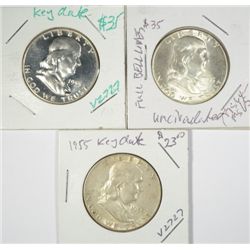 2  1955 Franklin half $ AU-- MS63 and a GEM 55 proof est $90-$100