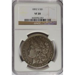 1892-S MORGAN SILVER DOLLAR, NGC VF-20