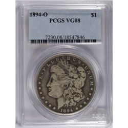 1894-O MORGAN SILVER DOLLAR, PCGS VG-08