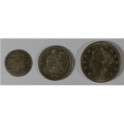 TYPE COINS FROM THE 1800'S: