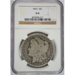 1893 MORGAN DOLLAR NGC G-VG 6