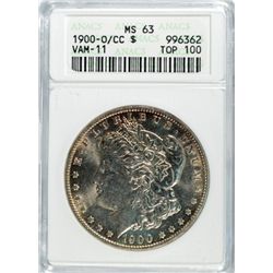 1900 O/CC MORGAN DOLLAR ANACS MS 63  LIGHT TONING