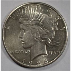 1928 PEACE DOLLAR AU+