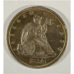 1875-CC TWENTY CENT COIN, PREMIUM QUALITY XF, BEAUTIFUL OLD TIME LOOK