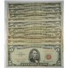 Image 2 : ( 10 ) AVERAGE CIRCULATED U.S. $5.00  RED SEAL NOTES, ALL ARE COMPLETE