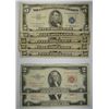 Image 1 : ( 5 ) U.S. $5.00 SILVER  CERTIFICATES & ( 2 ) $2.00  RED SEALS, ALL AVE. CIRC.