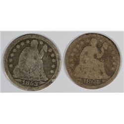 1953 AND 1954 SEATED DIMES, BOTH GOOD