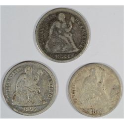1877, 1883, AND 1887, SEATED DIMES
