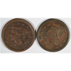 1850 AND 1851 LARGE CENTS, VG/FINE