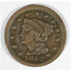 1852 LARGE CENT, FINE/VF