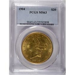 1904 $20.00 LIBERTY GOLD, PCGS MS-63