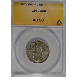 1930  STANDING LIBERTY QUARTER, ANACS AU-50