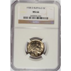 1938-D BUFFALO NICKEL NGC MS-66 GEM