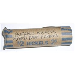 ROLL OF BUFFALO NICKELS 40 TOTAL *MIXED DATES & GRADES*!! ROLL CAME OUT OF SAFE!!