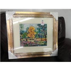 Autumn Yellow Serigraph Signed by Dimitri Polak - 25 1/2 x 23 1/2 Frame Size