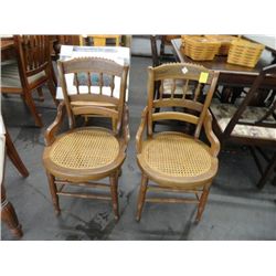 2 Early Oak Cane Seat Chairs - 2 Times the Money