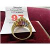 Image 2 : 14K Gold Ring - 7 Colored Stones w/.12 CTTW Round Accent Diamonds EST Retail $1350 - Missing Stones