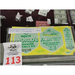 Collectors Worlds Fair 1974 Adm. Tickets (4)