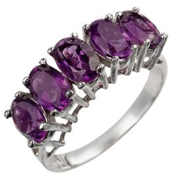 Genuine 2.30 ctw Amethyst Ring 10K White Gold