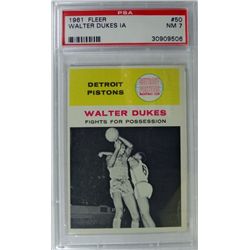 1961 Fleer Basketball #50 Walter Dukes in action PSA NM7