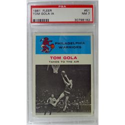 1961 Fleer Basketball #51 Tom Gola in action PSA NM7