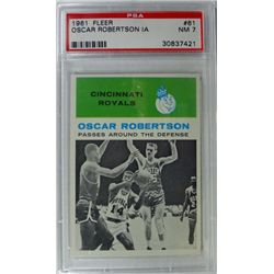 1961 Fleer Basketball #61 Oscar Robertson in action PSA NM7