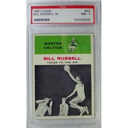 1961 Fleer Basketball #62 Bill Russell in action PSA NM7