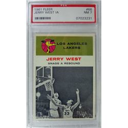 1961 Fleer Basketball #66 Jerry West in action PSA NM7