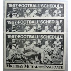 Group of 3 Pristine 1967 College & Pro Football Schedule