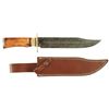 Image 1 : Custom Damascus Bowie Knife Camel Bone Handle