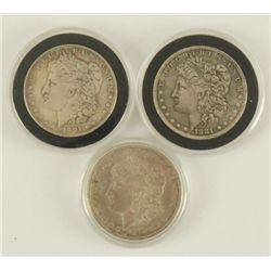 3 Carson City Silver Dollars 1878, 1881, 1891