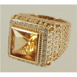 14kt Yellow Gold Citrine & Diamond Ring