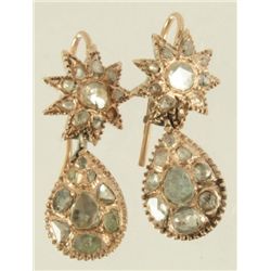 10k YG Antique Victorian Diamond Earrings
