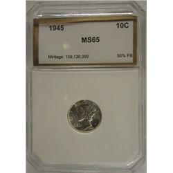 1945 MERCURY DIME PCI MS-65  50% FULL BANDS