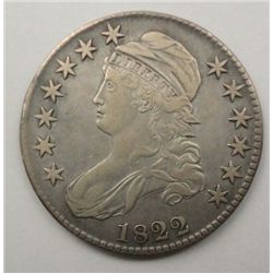 1822 BUST HALF DOLLAR OVERTON 109-A  WELL STRUCK XF