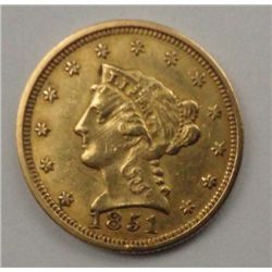 1851 $2.50 GOLD LIBERTY XF/AU DETAILS