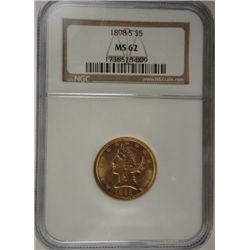 1898-S $5 GOLD LIBERTY NGC MS-62