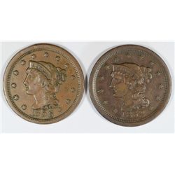 LARGE CENT:1852 XF-AU, 1856 XF+ BOTH ORIGINAL WITH NICE COLOR
