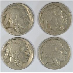 BUFFALO NICKELS: 1918-S, 1920-S, 1924-S, 1925-S ALL GOOD-FINE