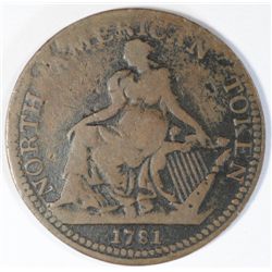 1781 COLONIAL NORTH AMERICA, COMMERCE TOKEN NICE CIRC