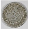 Image 1 : M.T.H.S MANUAL TRAINING HIGH SCHOOL, INDIANAPOLIS, IN THREE CENT TOKEN R-9